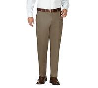 Haggar Men's Work To Weekend Hidden Expandable Waist No Iron Plain Front Pant,Bark,34x30