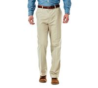 Haggar Work to Weekend, Pantalon Polyvalent sans Pinces pour Homme avec Taille Extensible dissimulée - Coupe Classique, Kaki, 34W x 32L