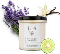 Hagi Natural Mysterious Lavender Bougie Parfumée, Bougies Parfumées Dans Un Verre, Parfum De Fleurs, Huile De Lavande, Durée De Combustion Environ 75 H, Huile De Bergamote, Vegan, Cire De Soja