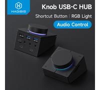 Hagi outon USB C Hub avec boutons de raccourci Station d'accueil type-c réglage du Volume contrôleur de bureau 2.5G RJ45 pour Macbook Black-Without RJ45