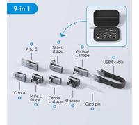 Hagibis-Kit d'adaptateur multi-USB C, court, USB 4, ensemble de câbles de charge rapide, boîte de rangement, USB vers Type-C, compatible avec Thunderbolt 4,3--9 in 1