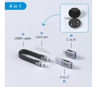 Hagibis-Kit d'adaptateur multi-USB C, court, USB 4, ensemble de câbles de charge rapide, boîte de rangement, USB vers Type-C, compatible avec Thunderbolt 4,3--4 in 1