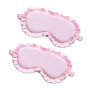 HAGJII 2 Pièces Masque De Sommeil En Satin Avec Bordure En Dentelle, Masque De Nuit Soie Doux Et Lisses, Cache Yeux Portable Bloquant La Lumière Pour Bureau à Domicile(Pink)