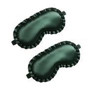 HAGJII 2 Pièces Masque De Sommeil En Satin Avec Bordure En Dentelle, Masque De Nuit Soie Doux Et Lisses, Cache Yeux Portable Bloquant La Lumière Pour Bureau à Domicile(Vert)
