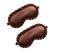 HAGJII 2 Pièces Masque De Sommeil En Satin Avec Bordure En Dentelle, Masque De Nuit Soie Doux Et Lisses, Cache Yeux Portable Bloquant La Lumière Pour Bureau à Domicile(Brown)