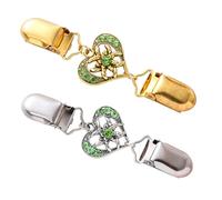 HAGJII 2 Pièces Vintage Pinces De Serrage Pour Robes Pinces à Pull CœUr Pinces à Cardiga Pour La Taille, Alliage Broche à épingle Pour Robes à Serrer Dans Le Dos, Châle, Cardigan(Vert)