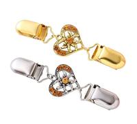 HAGJII 2 Pièces Vintage Pinces De Serrage Pour Robes Pinces à Pull CœUr Pinces à Cardiga Pour La Taille, Alliage Broche à épingle Pour Robes à Serrer Dans Le Dos, Châle, Cardigan(Orange)