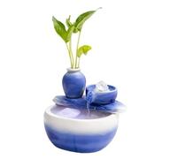 HAGJII Céramique Fontaine D'interieur avec Boule De Cristal pour Usage Intérieur, Fontaine De Table Son Ambiant Relaxant Ornements Fluides Fontaine Aquarium(Bleu,with Atomizer-A)