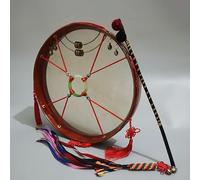 HAGJII Cuir Tambour Chamanique Bodhran Avec Poignée Cercle En Bois De Saule, Tambour à Cadre Avec Baguettes Sac De Yoga Pour Le Yoga Méditation Tambour à Main(40cm,Translucent goatskin)