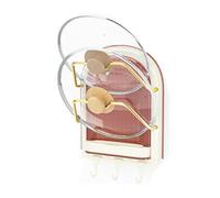 HAGJII Fixation Murale Porte Couvercle Avec Crochet Sans Perçage Support Couvercle Casserole Pour Porte D'armoire 2 Niveaux Organiseur De Couvercle(Rouge)