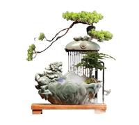 HAGJII Nouveau Style Chinois Fontaine D'interieur pour La Maison Bureau Décoration Zen, Fontaine De Table Relaxante Cascade Fonction Sonore pour Soulager Le Stress(B)
