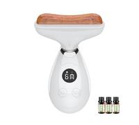 HAGJII Outil Gua Sha Visage Pour Le Corps, Le Cou Et Le Visage Avec Chaleur Et Vibration, 9 Réglages Appareil Anti Rides Visage Pour Les Rides, Le Double Menton(Red Bian Stone)
