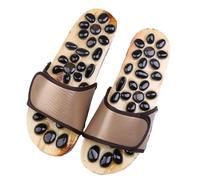 HAGJII Pantoufles De Massage Avec Pierres Naturelles Soulagement Des Douleurs Arthritiques Et Neuropathiques Réflexologie Masseur Chaussons D'acupression Soulagement Du Stress(Brown,43-44 EU)