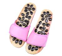 HAGJII Pantoufles De Massage Avec Pierres Naturelles Soulagement Des Douleurs Arthritiques Et Neuropathiques Réflexologie Masseur Chaussons D'acupression Soulagement Du Stress(Pink,37-38 EU)