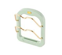 HAGJII Porte Couvercle Pour Porte D'armoire Fixation Murale 2 Niveaux Support Couvercle Casserole Avec Bac D'égouttage, Organiseur De Couvercle Sans Perçage Adhésif(Vert)