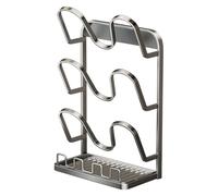 HAGJII Support Mural Support Couvercle Casserole Adhésif Sans Perçage Porte Couvercle Pour Porte D'armoire, Organiseur De Couvercle Pour Casseroles Et Planches à Découper(Gray,3rd floor)