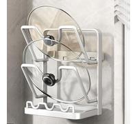 HAGJII Support Mural Support Couvercle Casserole Adhésif Sans Perçage Porte Couvercle Pour Porte D'armoire, Organiseur De Couvercle Pour Casseroles Et Planches à Découper(Blanc,2nd floor)