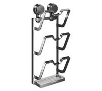 HAGJII Ventouse Porte Couvercle Sans Perçage Mur/Porte D'armoire Support Couvercle Casserole, Métal Inoxydable Organiseur De Couvercle Avec Bac D'égouttage Pour Cuisine(Gray,3rd floor)