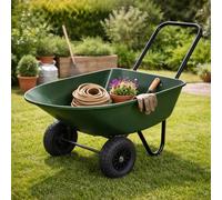 HAGO 24 - Brouette - Vert - Diable de jardin - 78 l - 100 kg - Fonction basculante - Bac en polypropylène - Cadre en acier - Roues en polyuréthane - Chariot de cour - Aide au transport