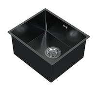 HAGO 24 - Évier encastrable en acier inoxydable - 40 x 34 cm - Anthracite - Évier de cuisine - Bonde d'écoulement - Isolation acoustique - Protection contre la condensation - Montage flexible