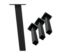 HAGO 24 - Lot de 4 pieds de table - Inclinés à 96° - 30 cm - 4 x 4 cm - Banc de table basse - Pied de meuble en acier - Noir - Pieds à vis - Plaque de montage - 500 kg