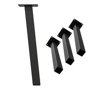 HAGO 24 - Lot de 4 pieds de table - Inclinés à 96° - 42 cm - 4 x 4 cm - Banc de table basse - Pied de meuble en acier - Gris - Pieds à vis - Plaque de montage - 500 kg