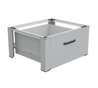 HAGO 24 | Support de machine à laver | Piédestal | Tiroir | Étagère | Charge maximale 150 kg | Pieds en caoutchouc | 63 x 54 x 31,5 cm | Protège le dos | Blanc | Poignée en aluminium