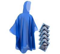 Hagon PRO Lot de 5 Ponchos de Pluie jetables pour Adultes 50% Plus épais - 100% imperméable à l'eau avec Capuche - pour Concerts, Parcs d'attractions, Camping, Hommes, Femmes, Blue Poncho