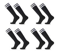 HAGOT 4 Paires Chaussette Foot Enfant, Chaussettes Hautes Foot pour Garçons Filles, Antidérapantes, pour Football Rugby Basket-ball Course