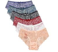 HAGOT Culottes en Dentelle pour Femmes, Lot de 6 Slip, Sous-vêtement Taille Basse Sexy, Soft Lace, Ultra Minces