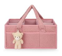 HAGOT Organisateur de Couches Bébé, Panier de Rangement avec Compartiment Amovible, Panier Rangement Bébé Portable en Feutre pour les couches, lingettes et inserts
