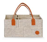 HAGOT Organisateur de Couches Bébé, Panier de Rangement avec Compartiment Amovible, Panier Rangement Bébé Portable en Feutre pour les couches, lingettes et inserts