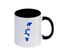 HAGRDBC I Love Israel Tasse à thé en céramique, résistant au lave-vaisselle et micro-ondes, design moderne pour café et thé(Black)