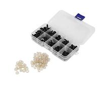 Hagsnec Lot de 100 poupées de sécurité en plastique de 6 à 12 mm - Noir - Avec 100 pièces de machine à laver pour