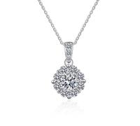 HAGTRB 1 Carat Collier de pendentif Moisanite pour les femmes 100% 925 Collier en argent sterling cadeau de bijoux