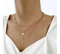 HAGTRB Boho Simple Moon Star Heart Pendant Collier Retro Sequin Coin Retro Coin Clavicule Colliers Glamour Girl Lover Bijoux Gift