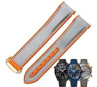 HAGTRB Bracelet de montre QGKYXT 20 mm 22 mm pour Omega 300 600 Planet Ocean Pliant Backle Backle Silicone Bandle de montre Bandle de montre, Grey Orange Gold