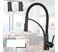 HAGTRB Évier de Cuisine à LED Noir, Cuisine pivotante et extractible, mélangeur d'eau Chaude et Froide monté sur Le Pont de la Salle de Bain