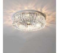HAGTRB Grand Lustre en Cristal de 24 Pouces plafonnier LED pour Le Salon Luxury Chrome Crystal Round Plafond Light Room Room Room Room (Couleur: XL)