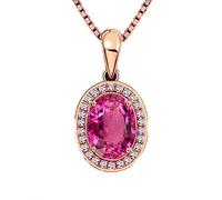 HAGTRB KNBOB FEMMES 2.1CT Collier Tourmaline Forme ovale Collier pendentif rouge 18K Gold rose