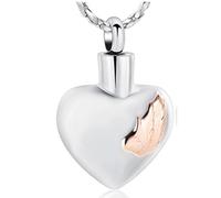 HAGTRB Or, Or Rose, Noir 316l en Acier Inoxydable Aile Cardiaque crêmation Suspendue Support de Garde-Manger Collier pour Femmes