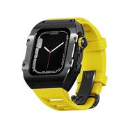 HAGTRB Série 10 46mm 316L Case en acier inoxydable et Fluororubber Butterfly Clip Band Mod Kit pour Ultra 49 mm, Retrofit Set Metal Cover Rubber Strap pour IWatch 45 mm 44 mm (oranges, pour 49 mm)