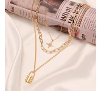 HAGTRB Vintage Multi-coureed verrou sur Perle Perle Round Pendants Pendants Colliers pour Femmes Bohemia Gold Key Heart Long Bijoux