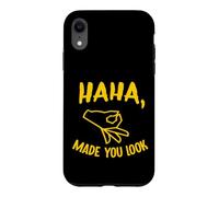 Haha Made You Look Funny Finger Circle Hand Game Gag Coque pour iPhone XR