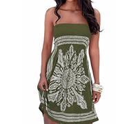 HAHAEMMA Femme Robe Eté Bustier Epaule Bohème Coloré Floral Casual Mini Plage