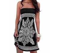 HAHAEMMA Femme Robe Eté Bustier Epaule Bohème Coloré Floral Casual Mini Plage