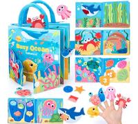 hahaland Busy Board Montessori 1 an - Tableau d'Éveil Animaux Marins avec 15 Activités Sensorial- Jeux Motricité Fine Enfant 12 Mois - Livre Feutre Portable Voyage - Cadeau Éducatif Bébé 1 2 3 Ans