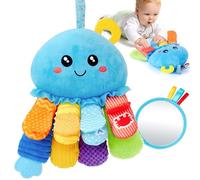 hahaland Jouet Bebe 0-3 6 Mois, Pieuvre Jouet Sensoriel Bebe 0-6 Mois | Jeux d eveil Bebe 0-6 Mois avec Anneau Dentition Bebe, Miroir, Pouet Couineur, Tummy Time, Cadeau Naissance Fille Garcon