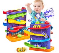 hahaland Jouet Bebe 1 an - 2 En 1 Circuit Voiture & Pound A Ball Jouet Enfant 1 2 Ans avec Marteau et Balle, Jouets Éveil Montessori pour Garçon Fille 1 2 3 Ans, Parfait Cadeaux d'Anniversaire Noël