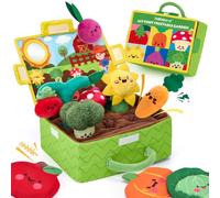 hahaland Jouet Bebe 6-12 Mois - Peluche Fruits légumes Plante - Jouet bébé 6 Mois Jeux sensoriel Bebe Fleur Carotte avec hochets, Miroir, couineur, Textures, mouchoirs froissés Cadeau Enfant 1 an
